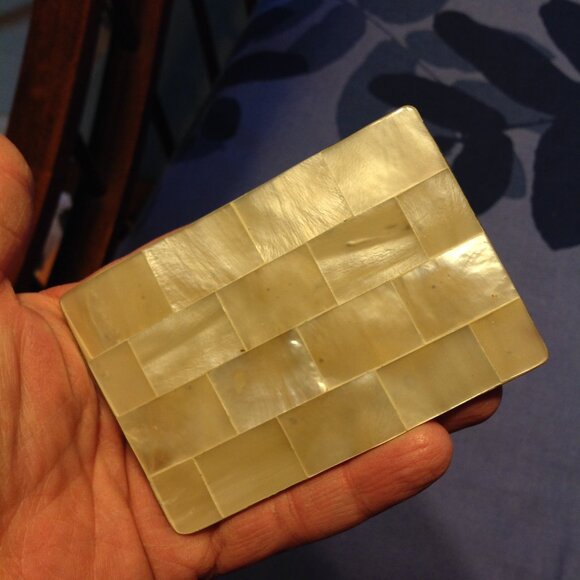 Vintage Large MOP Mother of Pearl Rectangular Belt Buckle - Brass Back?